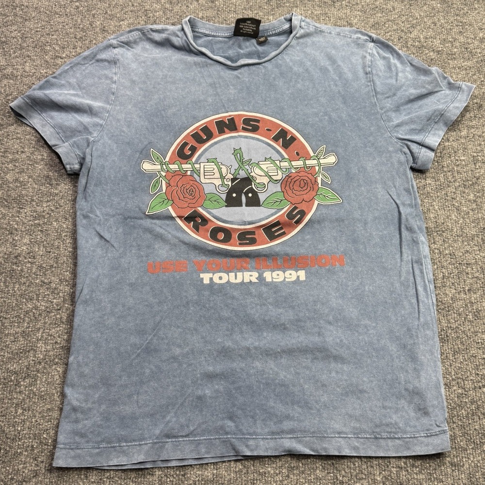 Primark Guns N Roses T Shirt Womens S Blue Use Your Illusion Tour 1991 Graphic